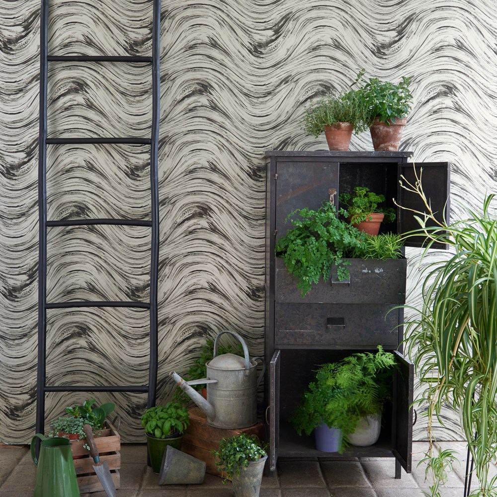 Agata Wallpaper W0089 01 by Clarke and Clarke in Charcoal Gold